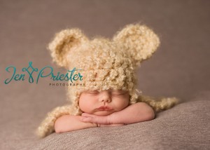 Newborn Posing Bear Hat Traverse City Newborn Photos 300x214