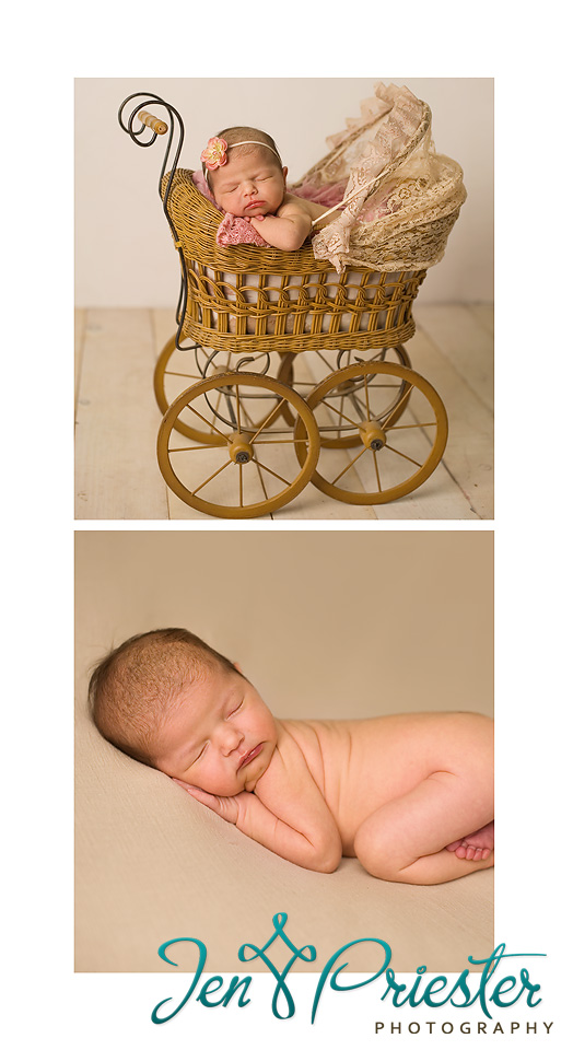 Newborn Girl Baby Carriage Photography Shelby Macomb Oakland