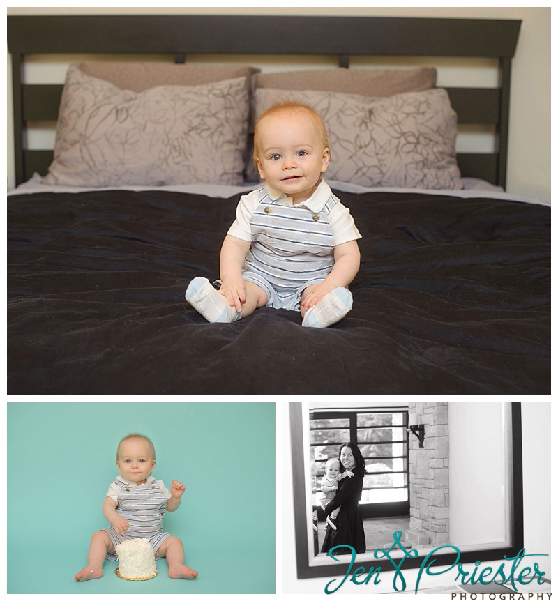 ann arbor baby boy sitting on bed