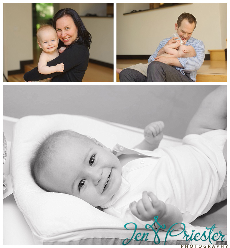 ann arbor baby boy sitting on bed