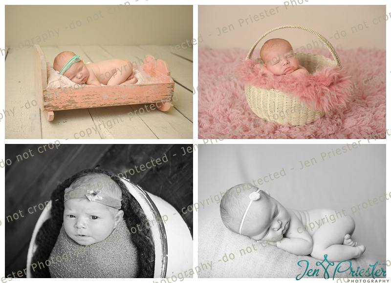 sleeping newborn girl in basket photography