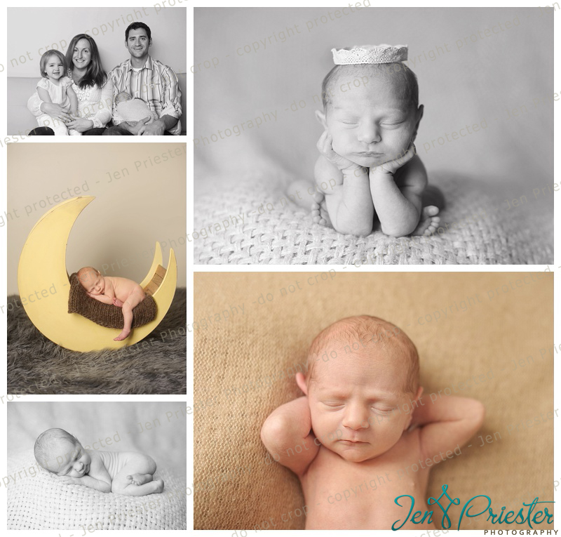 newborn sleeping in moon prop