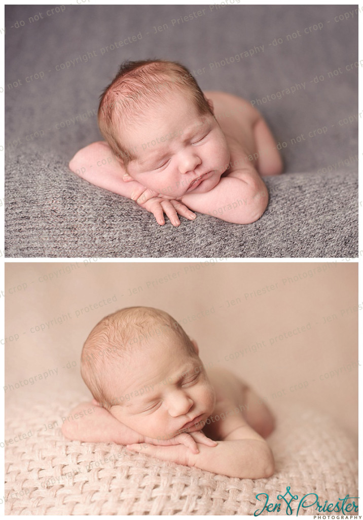 comparison shot newborn sisters