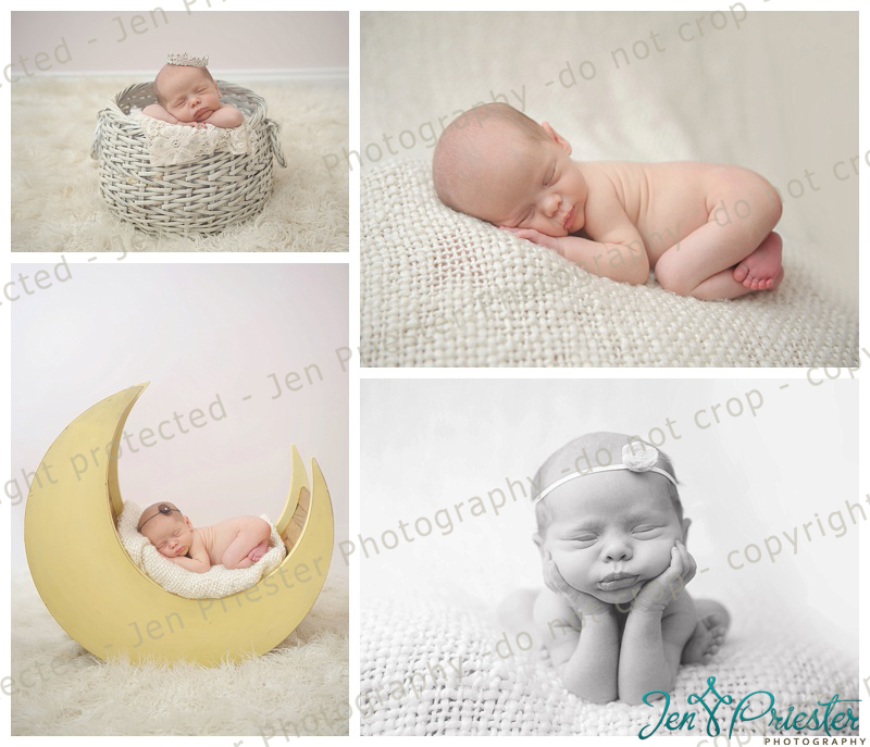 Newborn girl sleeping peacefully on blanket