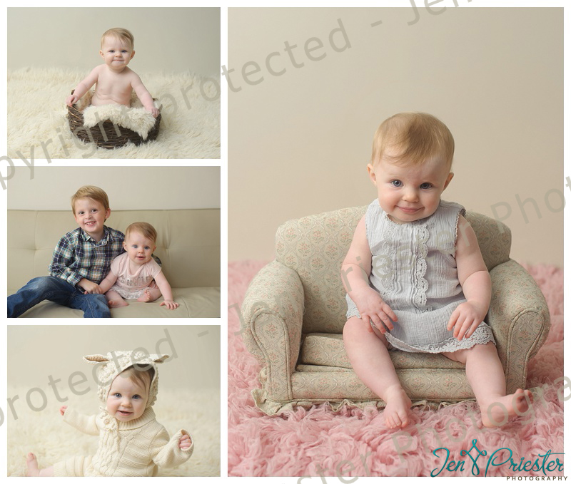 baby on sofa sibling shot