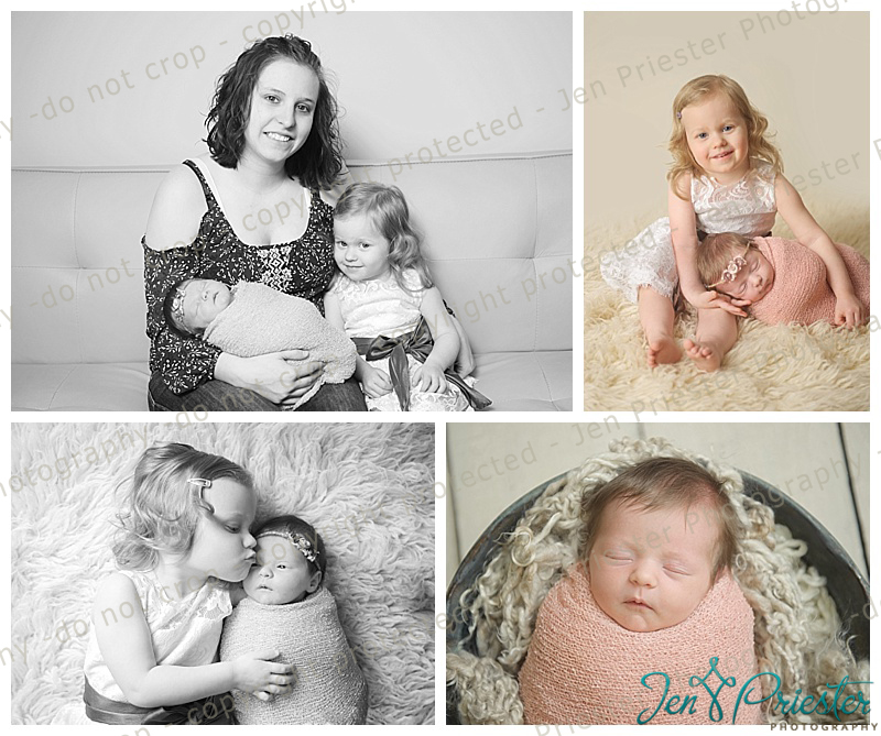 newborn with sister and mom photos