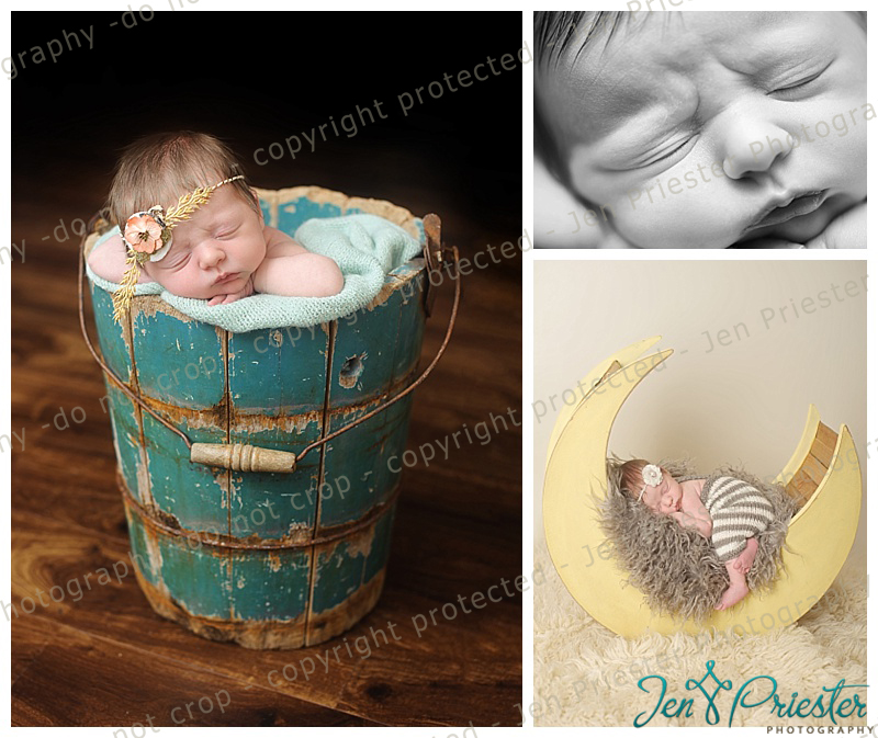 moon prop bucket Newborn sleeping closeup photos