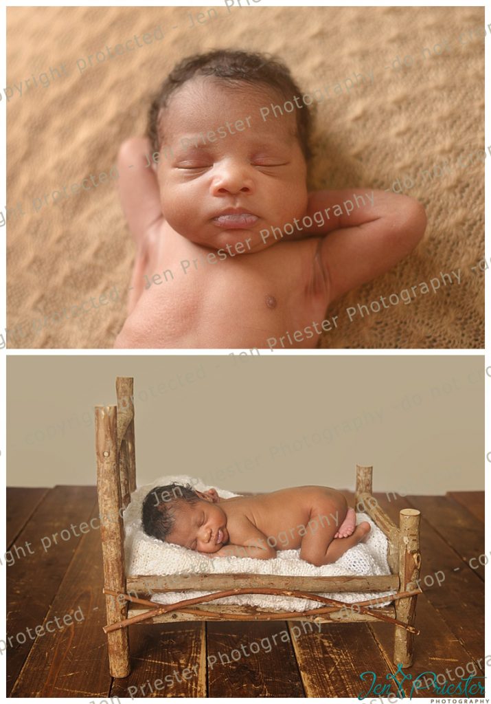 Royal Oak Newborn Photos Wooden Bed 715x1024