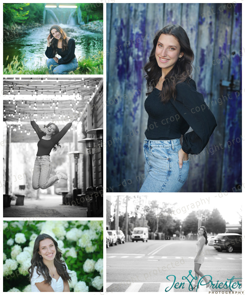 Senior girl getting photos taken in downtown Greenville