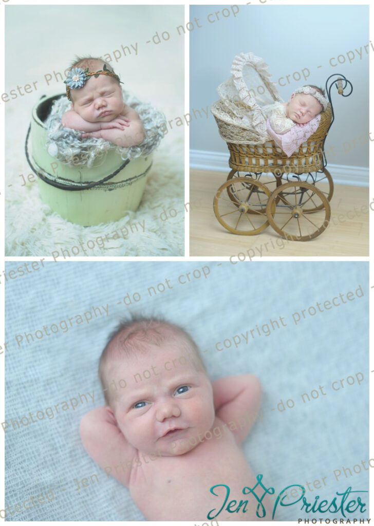 Newborn in antique baby carriage in SC