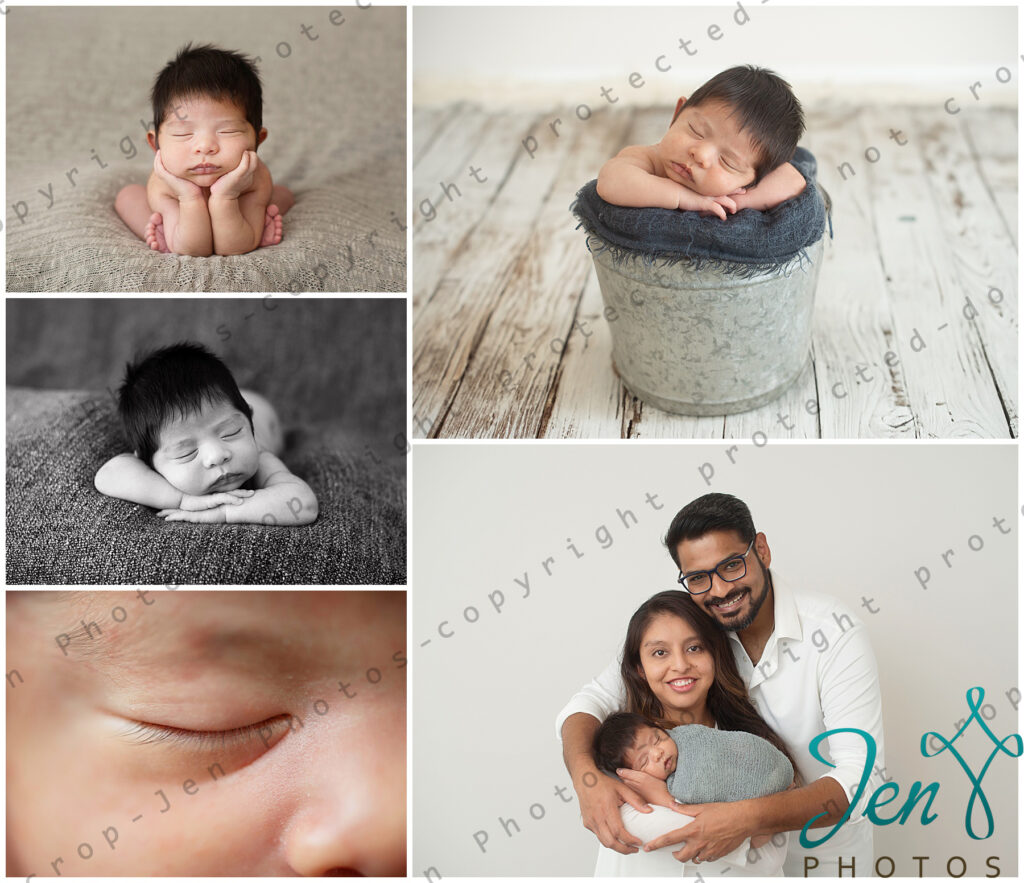 Newborn Photography session in Greenville SC with props and family poses