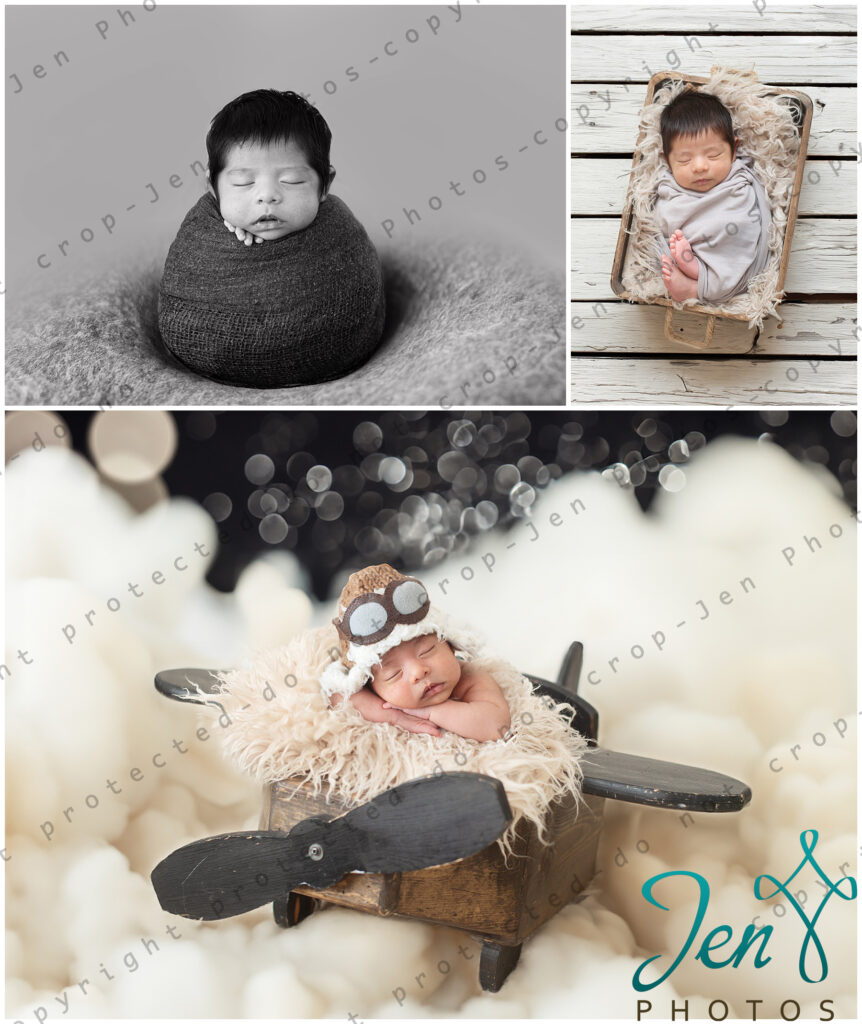 Newborn Photography session in Greenville SC with a newborn in an airplane prop