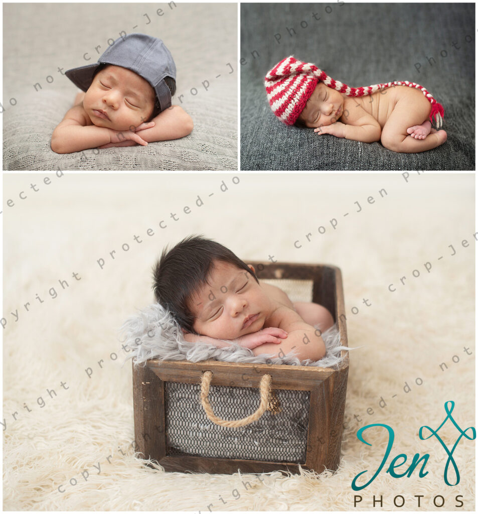 Newborn Photography session in Greenville SC with poses and a newborn baby in a hat