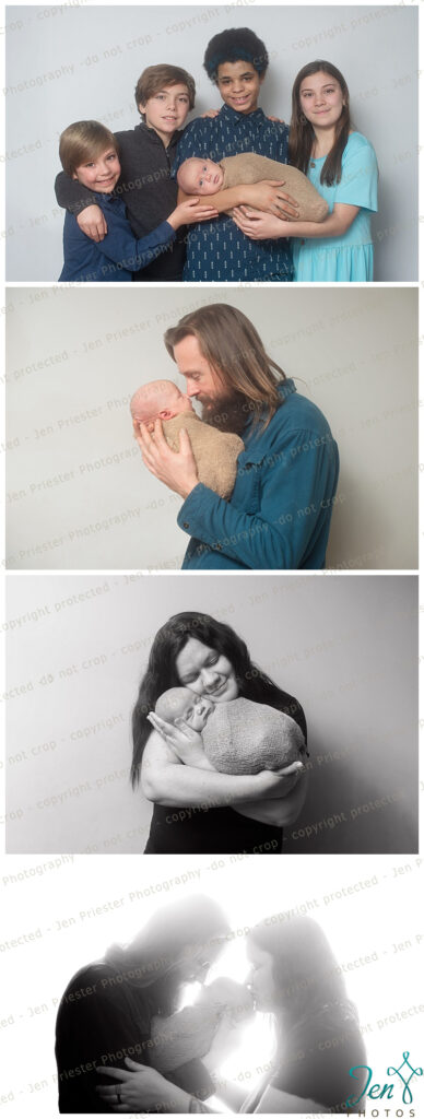 Newborn Nathan being held by his parents and siblings, showing family love in Greenville, SC.